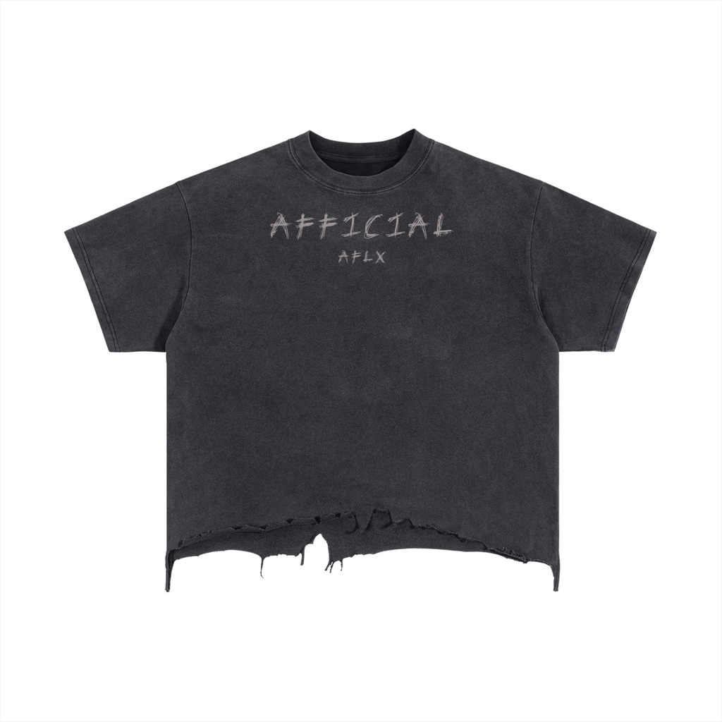 Vintage Wash Boxy Distressed Hem T-Shirt