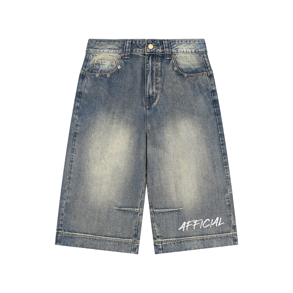 Vintage Wash Baggy Denim Shorts