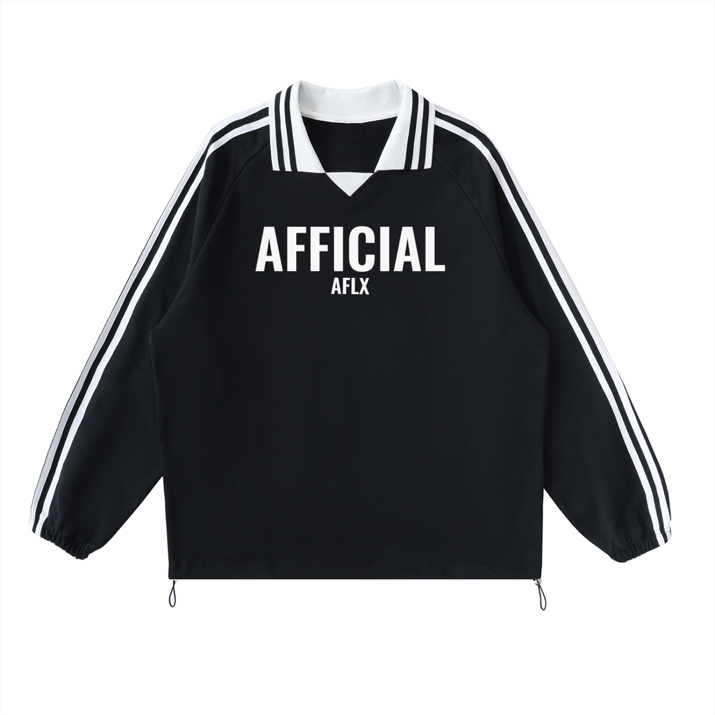 Contrast Striped Lapel Collar Sweatshirt